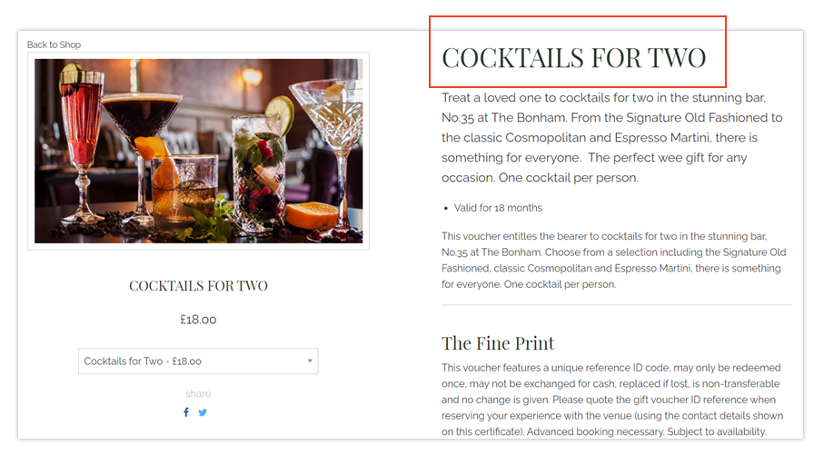 Gift elements - voucher name